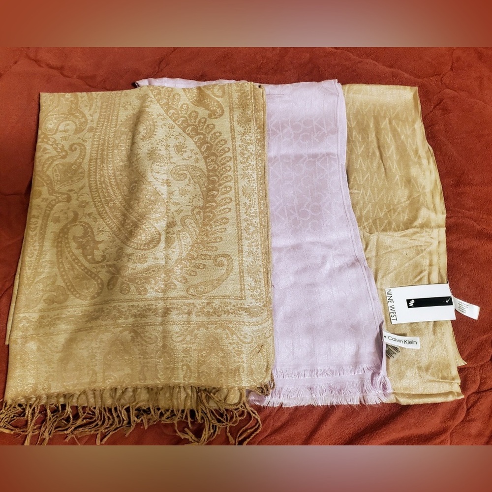 Calvin Klein and Nine west scarves. Light Pink. Beige.